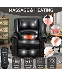 Boyel Living Power Lift Recliner Chair Heat Massage Dual Motor Infinite Position Up to 350 Lbs Faux Leather Heavy Duty Motion Mechanism with Usb Ports