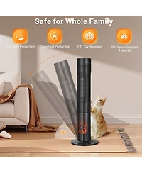 Gouun 1500W Ceramic Tower Space Heater with Remote Control and Realistic 3D Flame