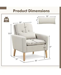 Accent Chair with Lumbar Pillow, Padded Cushions, and Rubber Wood Legs