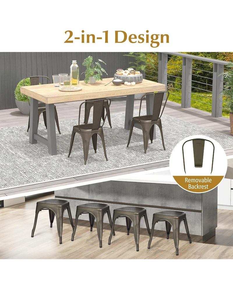 Gouun 4 Pcs Modern Bar Stools with Removable Back and Rubber Feet-Gun