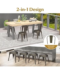 Gouun 4 Pcs Modern Bar Stools with Removable Back and Rubber Feet-Gun