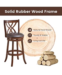 Gouun 360° Swivel Counter Height Chairs with Pu Leather Cushioned Seat and Footrests-30 inches