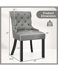 Gouun Upholstered Dining Chairs Set of 2 Tufted Wingback Chairs with Rubber Wood Legs