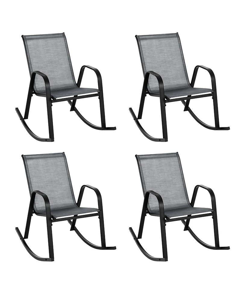 Gouun Set of 2 Metal Patio Rocking Chair with Breathable Seat Fabric