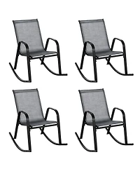 Gouun Set of 2 Metal Patio Rocking Chair with Breathable Seat Fabric