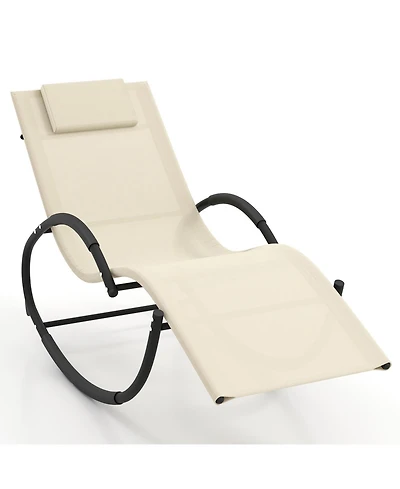 Heavy-Duty Rocking Chair - 350lbs Capacity, Uv-Resistant Fabric & Removable Headrest