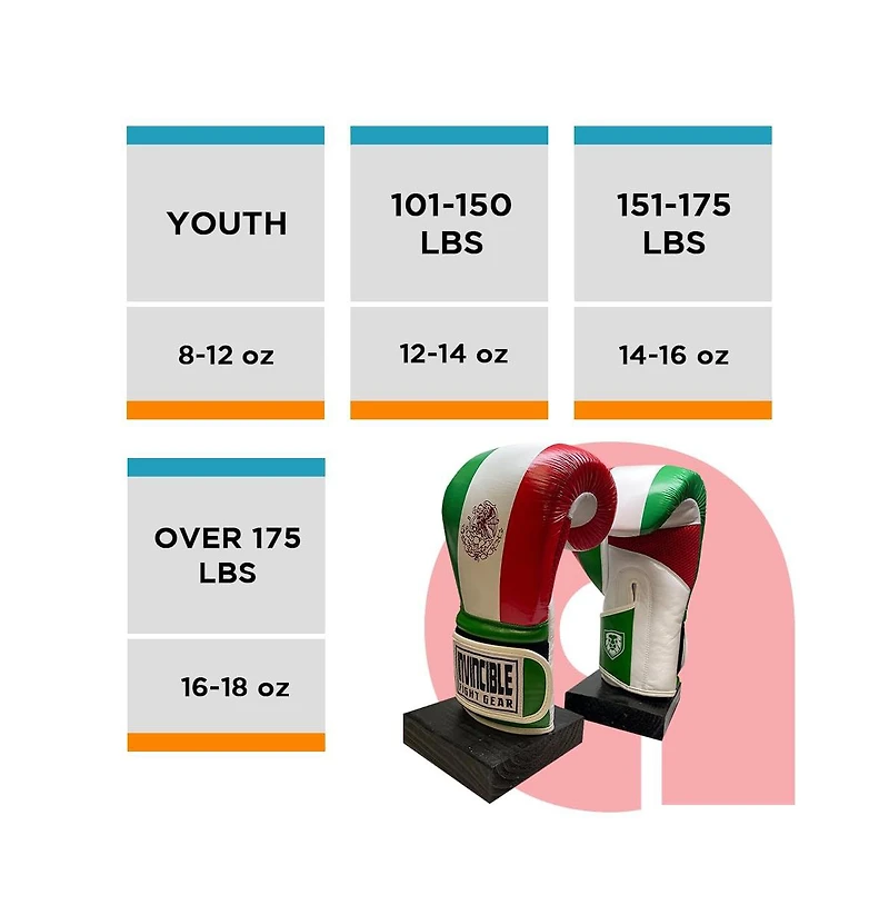 Amber Sports Invincible Fight Gear Standard Hook and Loop Leather Training Boxing Gloves with Mexican Flag Colors