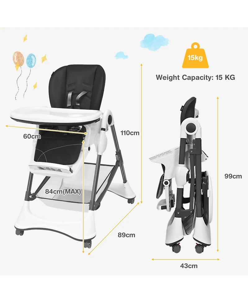 Gouun Boys A-Shaped High Chair with 4 Lockable Wheels