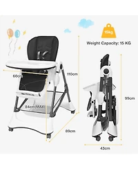 Gouun Boys A-Shaped High Chair with 4 Lockable Wheels