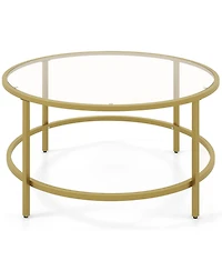 Gouun 36 Inch Round Table with Tempered Glass Tabletop