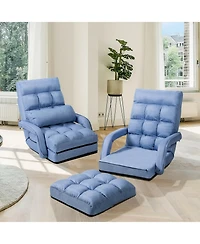 Gouun Folding Lazy Floor Chair Sofa with Armrests Pillow