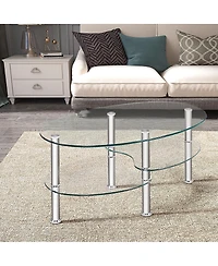 Gouun Tempered Glass Oval Side Table