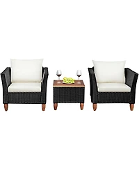 Gouun 3 Pieces Outdoor Patio Rattan Furniture Set with Table