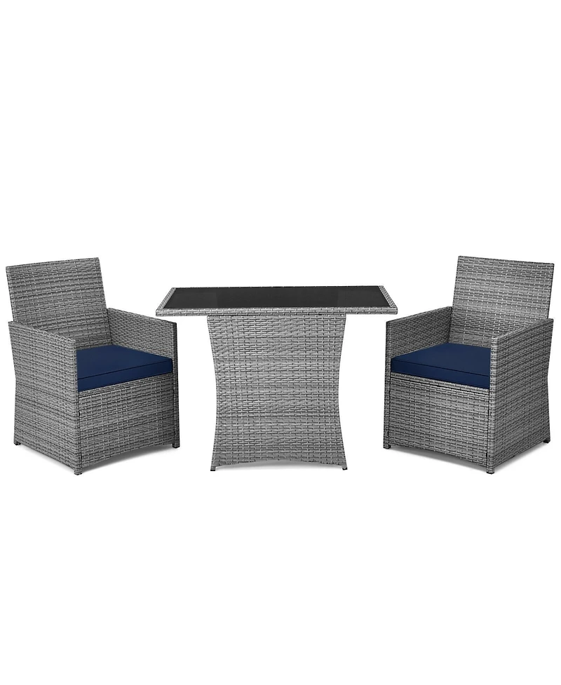 Gouun 3 Pieces Patio Rattan Furniture Set with Cushioned Armrest Sofa