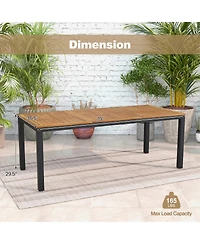 Gouun 8-Person Outdoor Dining Table 79 Inch Acacia Wood Patio Table with Umbrella Hole