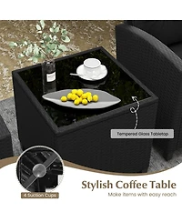 Gouun 3 Pieces Patio Furniture Set with Tempered Glass Table
