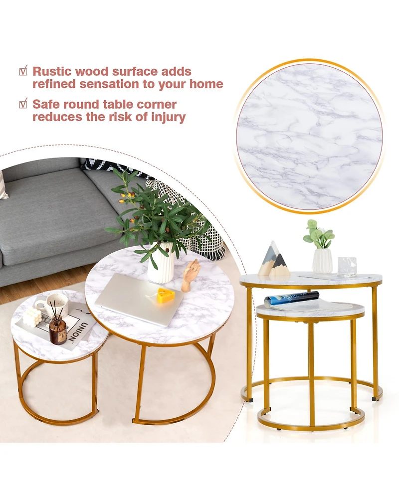 Gouun Set of 2 Modern Round Stacking Nesting Tables