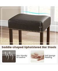 Gouun 24 Inch Upholstered Pu Leather Bar Stools Set of 2