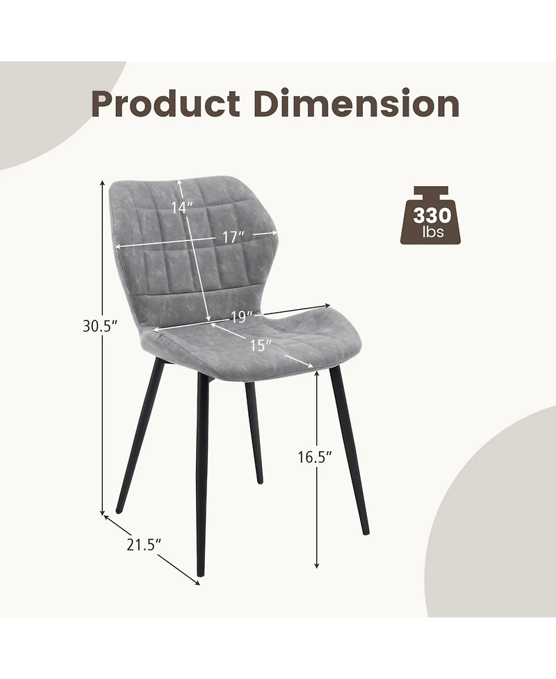 Gouun Dining Chairs Set of 2 with Padded Back Metal Legs and Adjustable Foot Pads