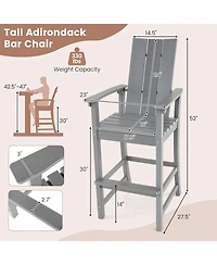 Gouun Tall Adirondack Chair Outdoor Bar Stool with Ergonomic Backrest for Backyard