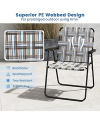 Gouun 2 Pieces Folding Beach Chair Camping Lawn Webbing Chair-Cofee