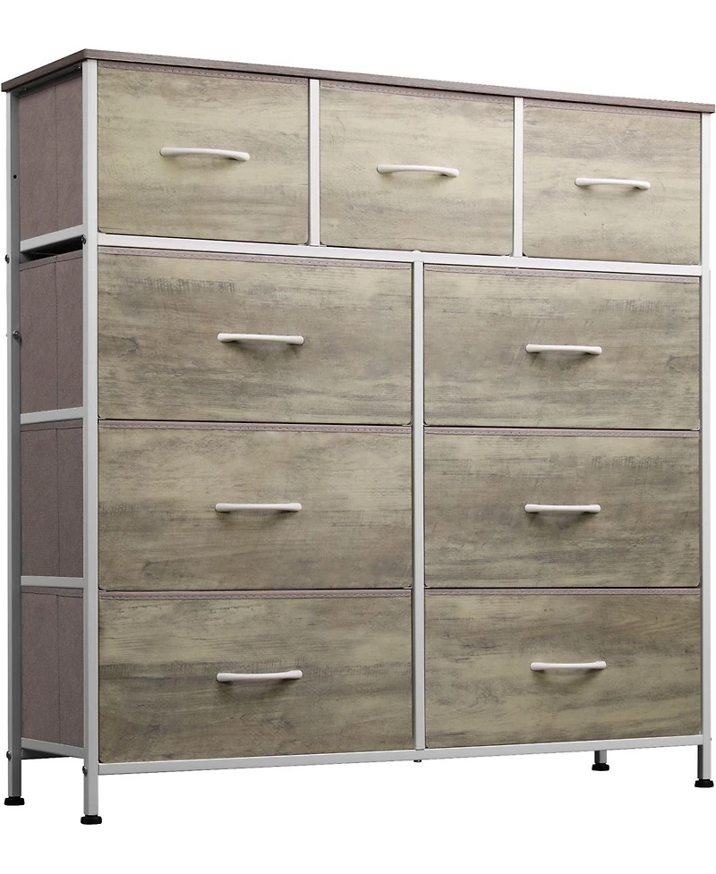 Wlive 9 Drawer Dressers for Bedroom Tall Dresser Closet Living Room Hallway Furniture Organizer Storage Tower with Fabric
