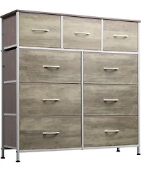 Wlive 9 Drawer Dressers for Bedroom Tall Dresser Closet Living Room Hallway Furniture Organizer Storage Tower with Fabric