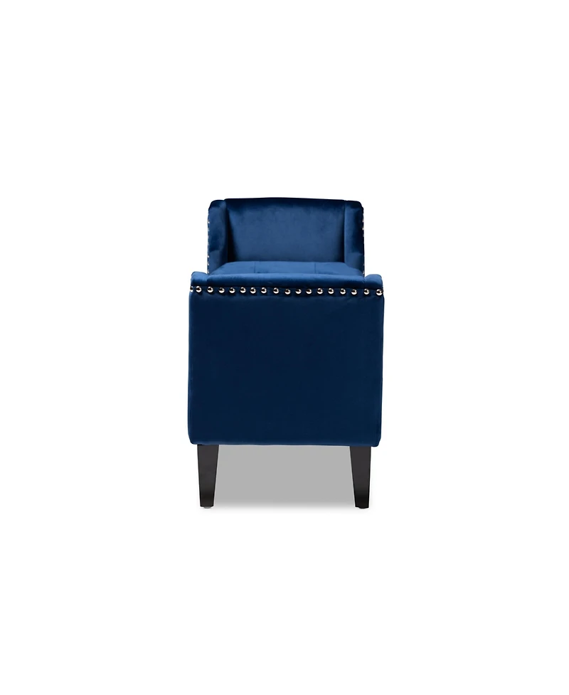 Baxton Studio Perret Modern and Contemporary Royal Blue Velvet Fabric Upholstered Espresso Finished Wood Bench