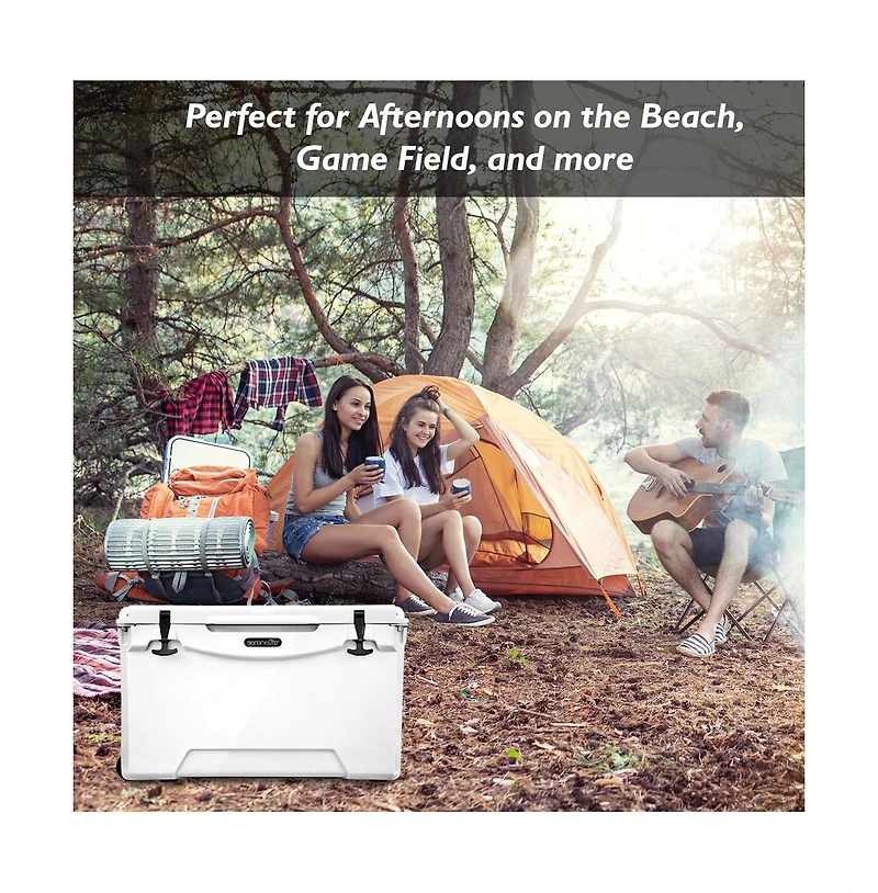 SereneLife 50-Quart Portable Cooler Box, Holds Up to 63 Cans (White