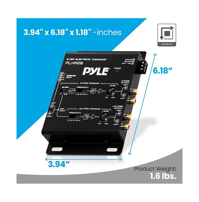 Pyle 2-Way Electronic Crossover - Independent High-Pass/Low-Pass Output, Compact, Black (PLXR2B)
