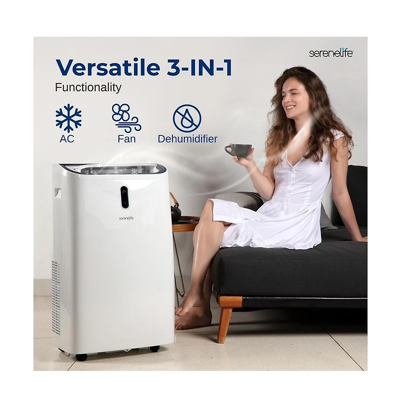 SereneLife Portable Air Conditioner, 14000 Btu, Dehumidifier & Fan Modes