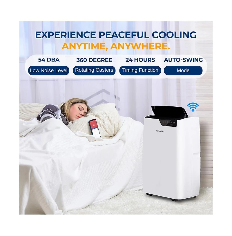 SereneLife Portable Air Conditioner & Heater, 12000 Btu, Wi-Fi Control