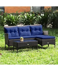 Gouun 3 Pieces Patio Furniture Sectional Set with 5 Cozy Cushions