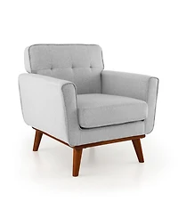 Gouun Modern Accent Chair Upholstered Linen Fabric Armchair with Removable Padded Seat Cushion