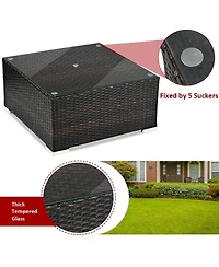 5 Pieces Patio Rattan Sectional Furniture Set with Cushions and Table
