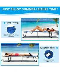 Gouun Folding Chaise Lounge Chair with Face Hole for Beach
