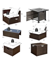 Outdoor 9 Pieces Patio Furniture Set with 50 000 Btu Propane Fire Pit Table