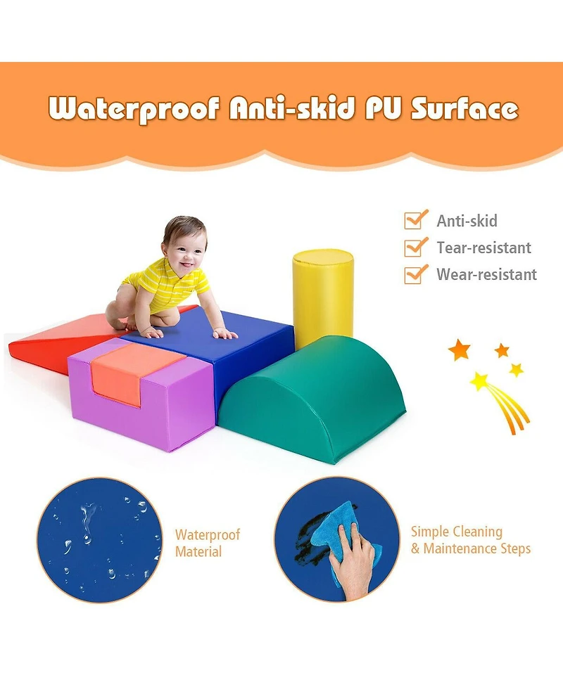 Gouun 6 Piece Climb Crawl Play Set Indoor Kids Toddler