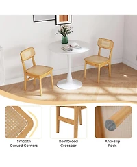 Gouun Set of 2 Rattan Dining Chairs with Simulated Rattan Backrest