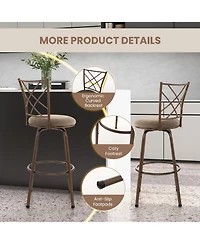 Gouun 2 Pieces Swivel Pluch Fabrice Cushioned Bar Stool Set