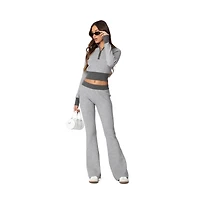 Edikted Womens Lei Contrast Knit Flared Pants