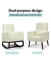 Gouun 2-in-1 Fabric Upholstered Rocking Chair with Pillow