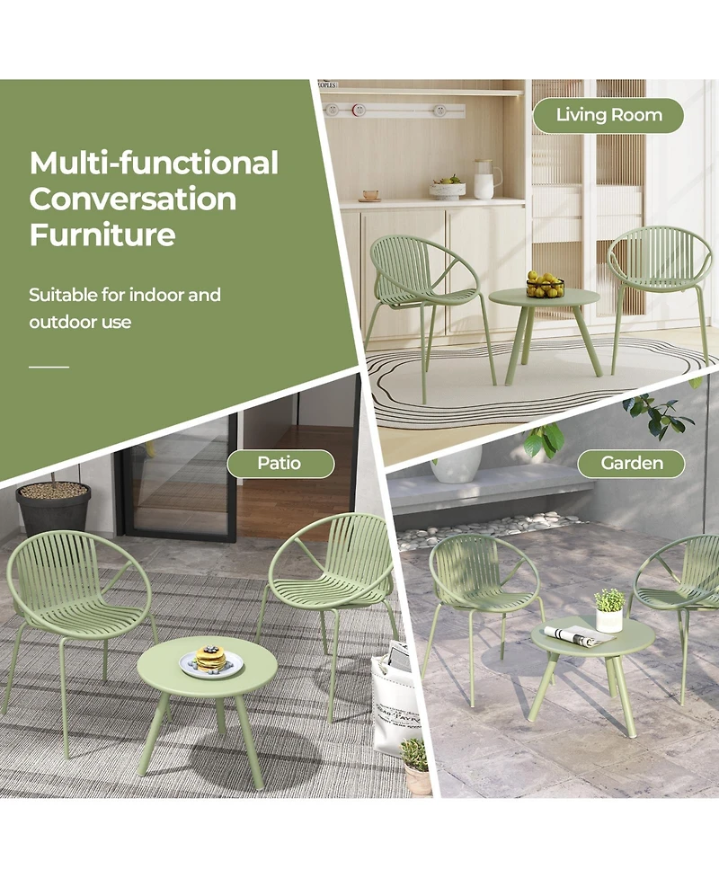 Gouun All Weather Pp Patio Conversation Set with Round table and 2 Chairs