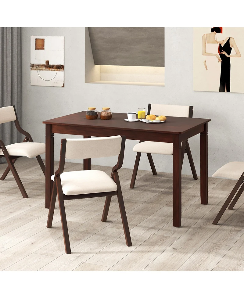 Gouun 48-Inch Wooden Dining Table for 4 People Rectangular Kitchen Table with Rubber Wood Legs-Cherry
