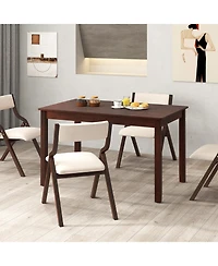 Gouun 48-Inch Wooden Dining Table for 4 People Rectangular Kitchen Table with Rubber Wood Legs-Cherry