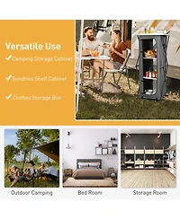 Gouun Folding Camping Storage Cabinet with 3 Shelves and Carry Bag-xl