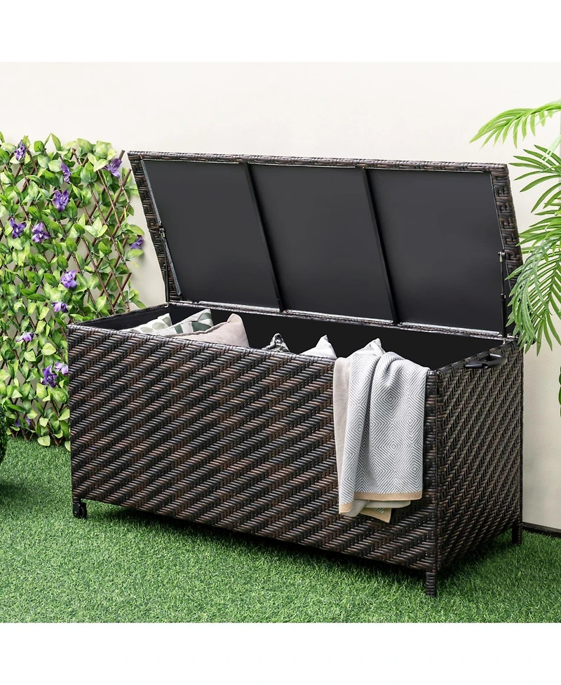 Gouun 85 Gallon Outdoor Storage Box with Removable Liner and Universal Wheels