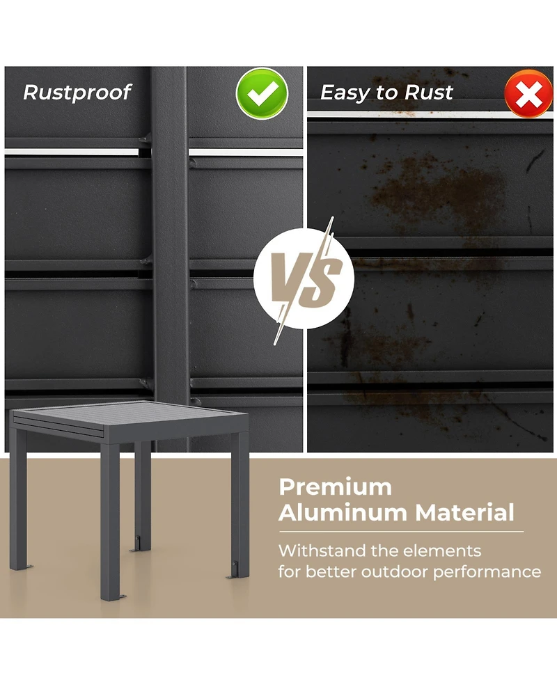 Gouun Expandable Patio Dining Table for 4-6 People