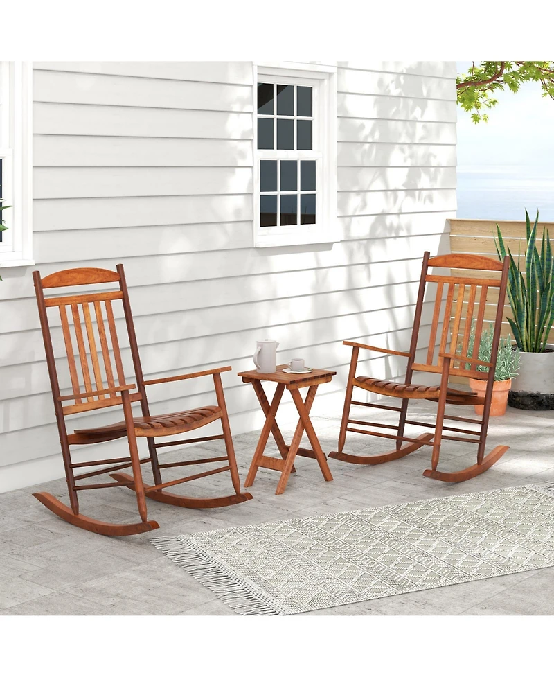 Gouun 3-piece Outdoor Poplar Wood Rocking Bistro Set