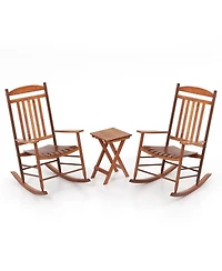 Gouun 3-piece Outdoor Poplar Wood Rocking Bistro Set
